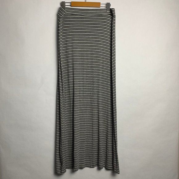 Dalia Dresses & Skirts - Dalia Stretchy Jersey Grey White Stripe Maxi Skirt